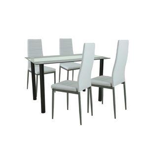 Set de masă Mezza 4+1 alb-gri