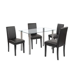 Set de masă Karin 4+1 alb-negru
