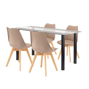 Set de sufragerie Zelma 4+1 negru-bej
