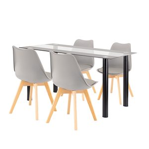 Set de sufragerie Zelma 4+1 negru-gri