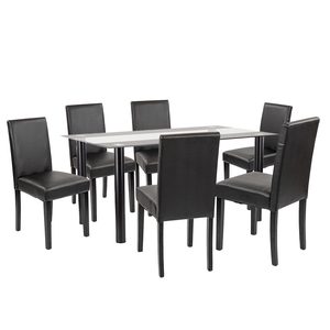 Set de masă Cadiz 6+1 negru-negru