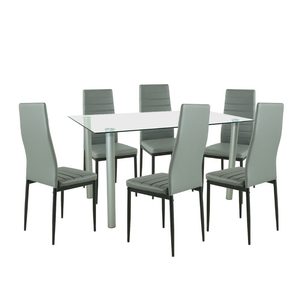 Set de masă Verna 6+1 gri-negru