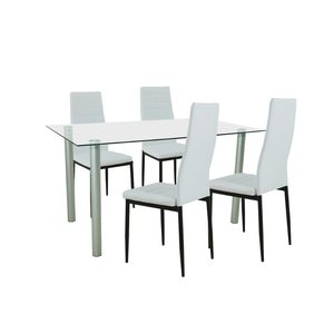 Set de masă Verna 4+1 alb-negru