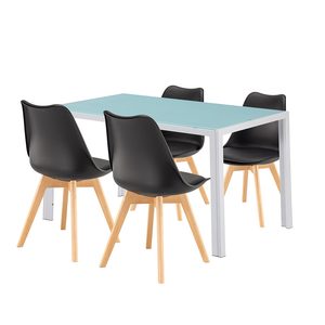 Nuvia 4+1 set de sufragerie alb-negru