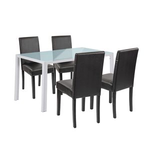 Set de masă Mira 4+1 alb-negru