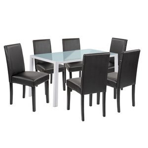 Set de masă Mira 6+1 alb-negru