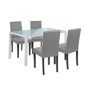 Set de masă Mira 4+1 alb-gri