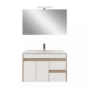 Set complet de mobilier pentru baie Luna Prime 80, stejar Sonoma – Alb