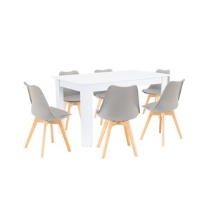 Set de masă Zara 6+1 gri-alb