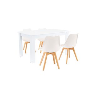 Set de masă Zara 4+1 alb-alb