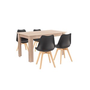 Set de masă Zara 4+1 negru-stejar Sonoma