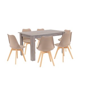 Set de masă Zara 6+1 bej-stejar York