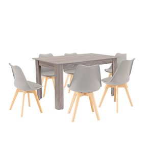 Set de masă Zara 6+1 gri-stejar York