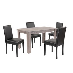 Set de masă Leon 4+1 stejar York-negru