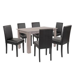 Set de masă Leon 6+1 stejar York-negru