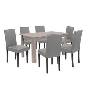Set de masă Leon 6+1 stejar York gri