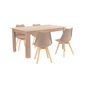 Set de masă Lola 4+1 bej-stejar Sonoma