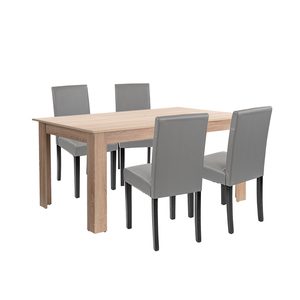 Set de masă Leon 4+1, gri stejar Sonoma