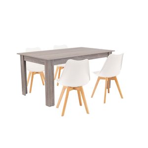 Set de masă Lola 4+1 alb-stejar York