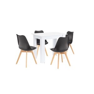Set de masă Amina 4+1 alb-negru