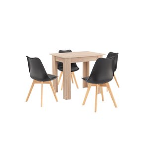 Set de masă Amina 4+1 negru-stejar Sonoma