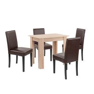 Set de masă Leon 4+1, stejar Sonoma-maro