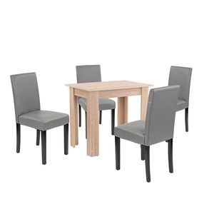 Set de masă Leon 4+1, gri stejar Sonoma