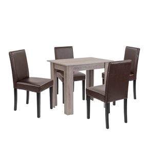 Set de masă Leon 4+1 stejar York-maro