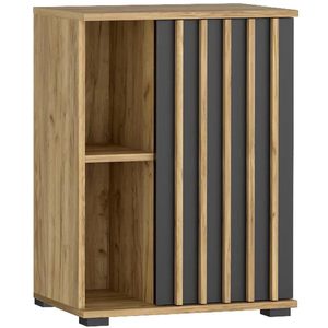 Comoda Montana 60 1D cu usa si 2 rafturi, 60x37x80 cm, craft si negru
