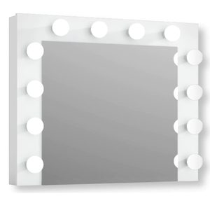 Oglinda machiaj cu 12 becuri LED, lumina neutra, 80x10x65 cm, alb