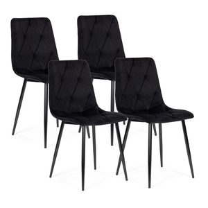Homelux 4 piese matlasate catifea scaun de luat masa negru