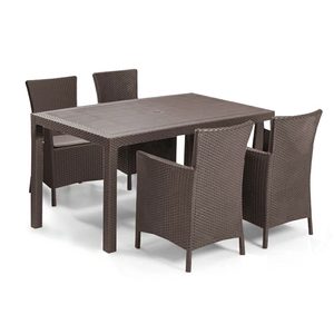 Curver Set de mobilier de grădină Meliowa cu 4 locuri, maro, cu perne taupe calde