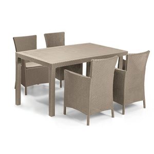 Curver Set de mobilier de grădină Meliowa cu 4 locuri, culoare cappuccino, cu pernă nisip