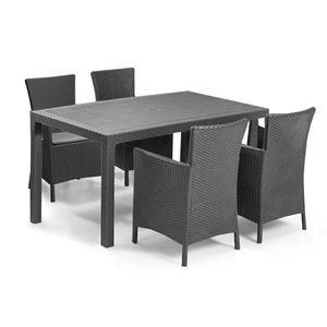Curver Set de mobilier de grădină Meliowa cu 4 locuri, culoare grafit, cu perne gri deschis