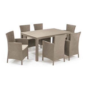 Curver Set de mobilier de grădină Meliowa cu 6 locuri, culoare cappuccino, cu pernă nisip
