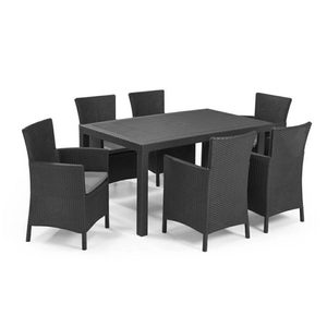 Curver Set de mobilier de grădină Meliowa cu 6 locuri, culoare grafit, cu perne gri deschis