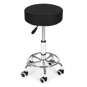 Scaun rotativ ergonomic pentru salon sau cabinet, reglabil pe inaltime 51-65 cm, sezut 34 cm din piele ecologica, maxim 114 kg, negru