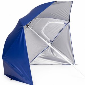 Umbrela tip cort de plaja XXL, cu 2 pereti laterali, inaltime reglabila 125-200 cm, albastru