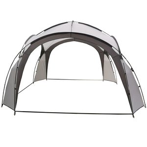 Pavilion gradina 350x350x230 cm, structura fibra de sticla, acoperis poliester impermeabil, gri cu alb