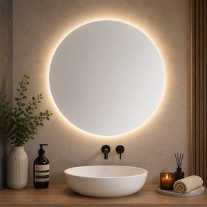 Oglinda baie LED rotunda cu functie anti-aburire, iluminare perimetrala reglabila cu control tactil, 60 cm