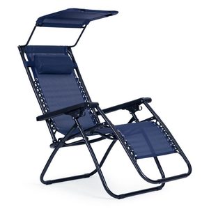Sezlong pliabil 86x67x120 cm, zero gravity, copertina reglabila, spatar 3 pozitii, cadru otel si material impermeabil, albastru