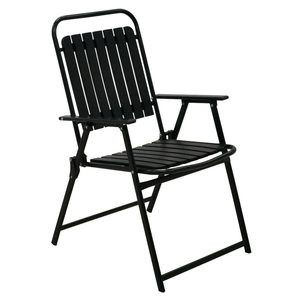 Scaun gradina pliabil cu cadru metalic si sezut PP, maxim 110 kg, 63x55x90 cm, negru