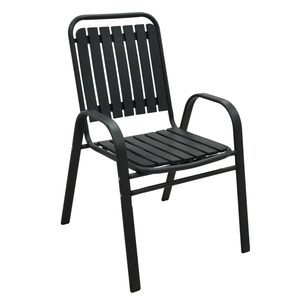 Scaun gradina cu brate, cadru metalic, maxim 110 kg, 56x63x89 cm, gri inchis