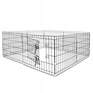 Tarc pentru animale de companie, din fier, forma configurabila, cu usa de acces, XL, 120x120x47cm, negru