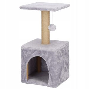 Ansamblu de joaca pentru pisici, cu loc pentru zgariat, ascuns, platforma, 62cm, gri