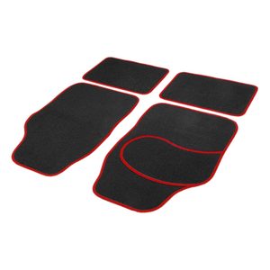 Set covorașe auto textile universale Carguard 64 x 44 cm | 44 x 29 cm - negru - roșu
