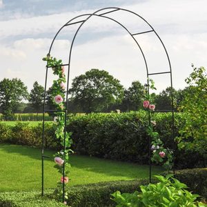Pergola gradina pentru plante cataratoare cu ancore montaj, structura otel, 140x38x240 cm, verde