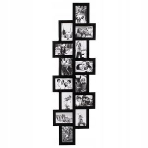 Rama foto de perete, colaj de 14 fotografii, 36x118cm, negru