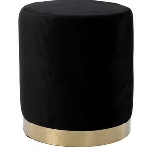 Taburet rotund, tapitat cu stofa, sarcina 100 kg, 35x40 cm, negru