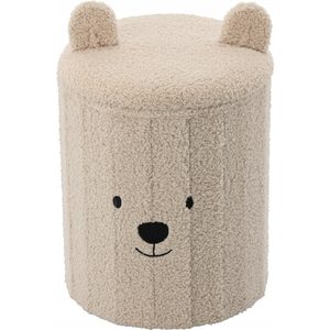 Taburet pentru copii, pliabil cu spatiu depozitare, 80kg, 28×34 cm, bej